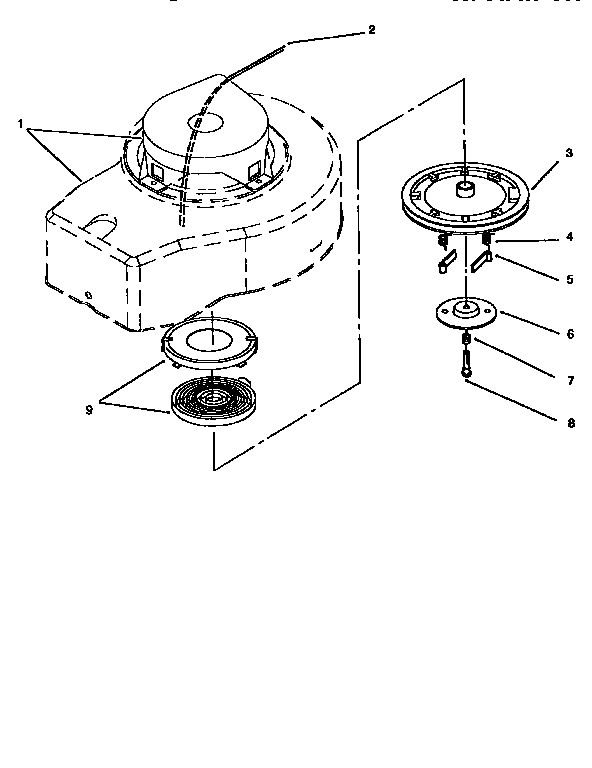 Recoil Starter Assembly Diagram and Parts List for 10301 590001-5999999 Lawn Boy Lawn Mower